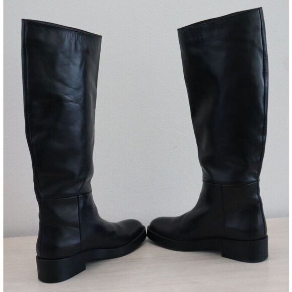 Zara 2052/612/040 Women's Sz 41 US 10 Black Leather Knee High Riding Boots - Picture 11 of 12